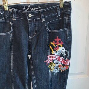Jazzie Juniors Women Stretch Crop Jeans Graffiti
